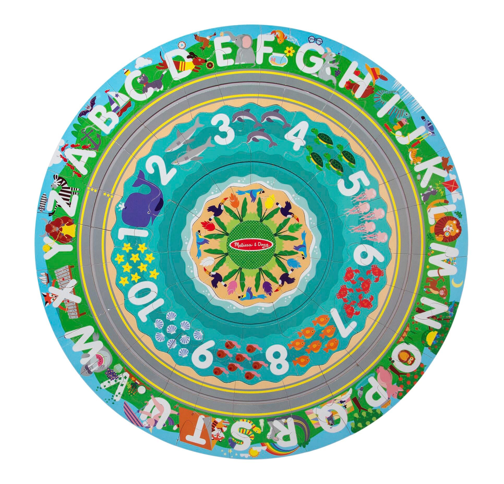 Melissa & Doug Round the Shore Tracks Jigsaw Floor Puzzle and Wind-Up Vehicles, 48 Pieces 2132528