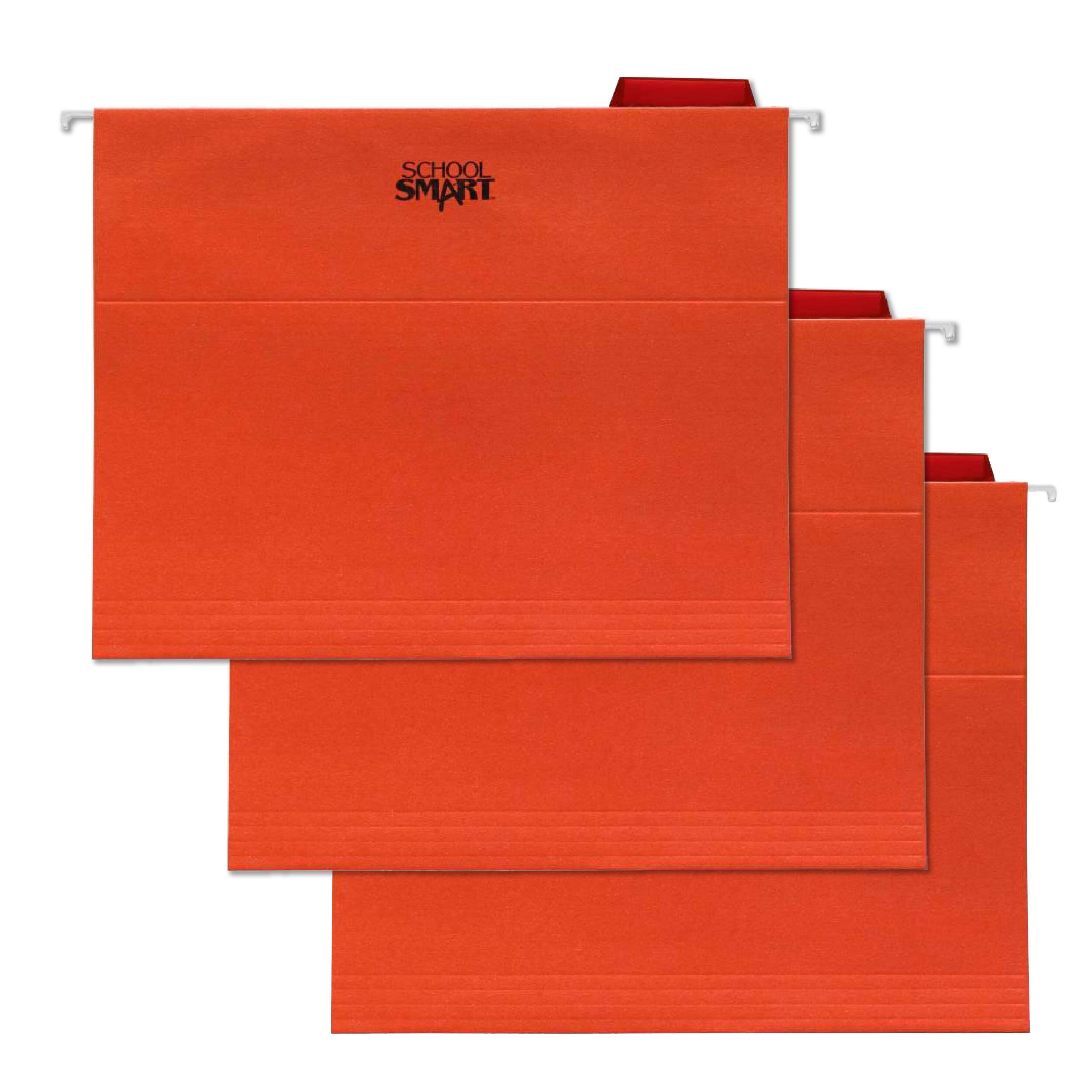 Image for School Smart Hanging File Folders, Letter Size, 1/5 Cut Tabs, Red, Pack of 25 from School Specialty