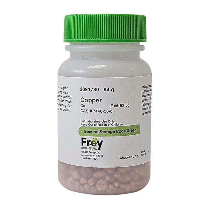 Frey Scientific Copper, Solid, Lab Grade, 64 Grams