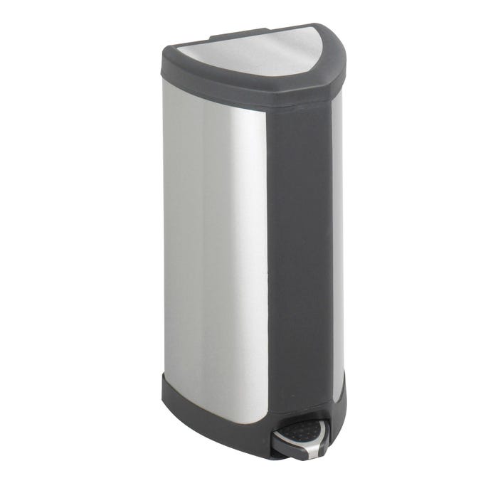 Safco Hands Free Step-On Receptacle, 4 Gallon, Stainless Steel, Plastic Liner