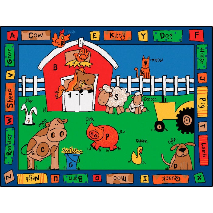 Carpets for Kids Premium Alphabet Farm Carpet, Rectangle
