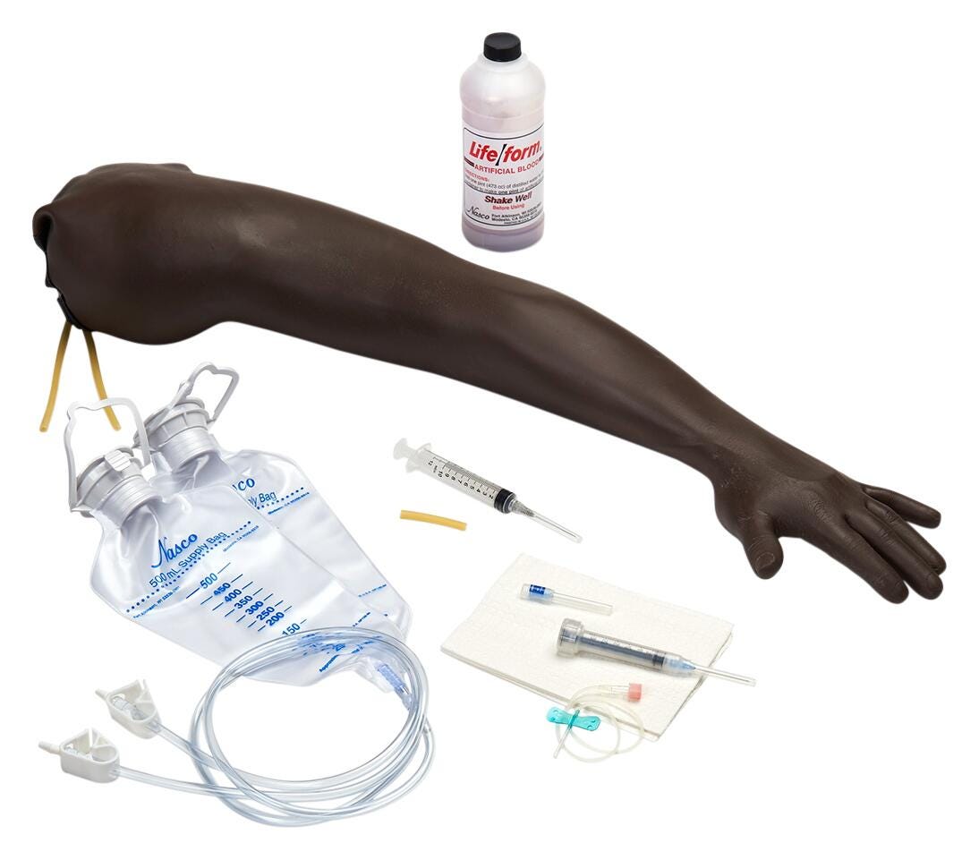 Adult Venipuncture and Injection Training Arm, Dark