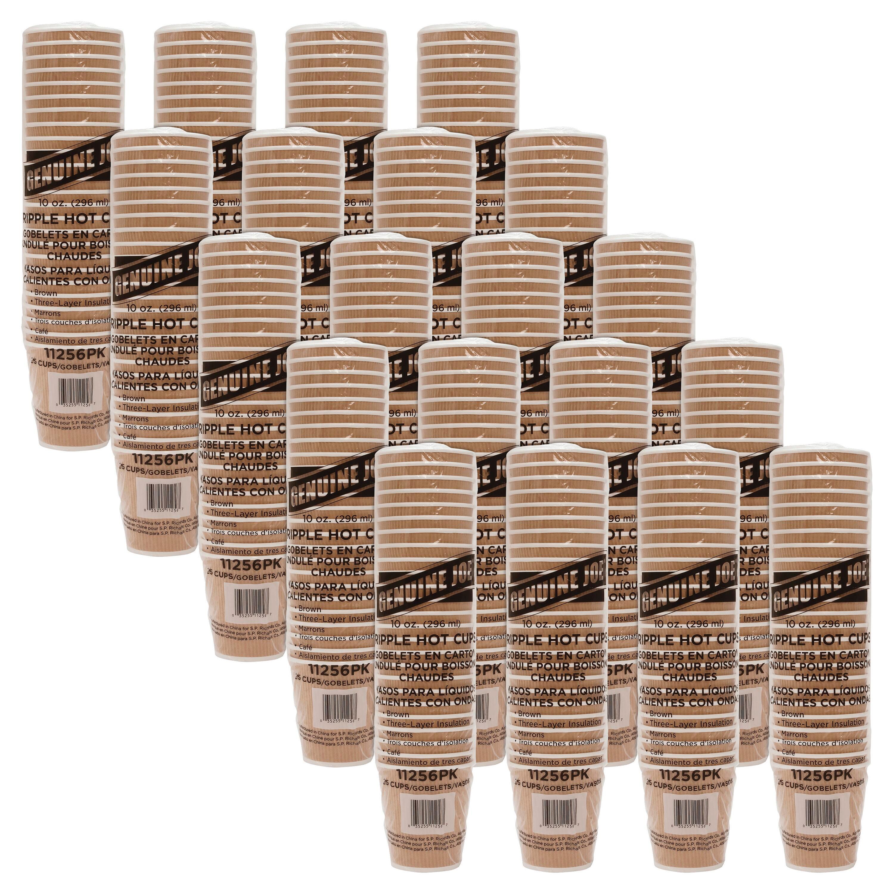 Genuine Joe Rippled Hot Cup, 10 oz, Brown, Pack of 25, Carton of 500