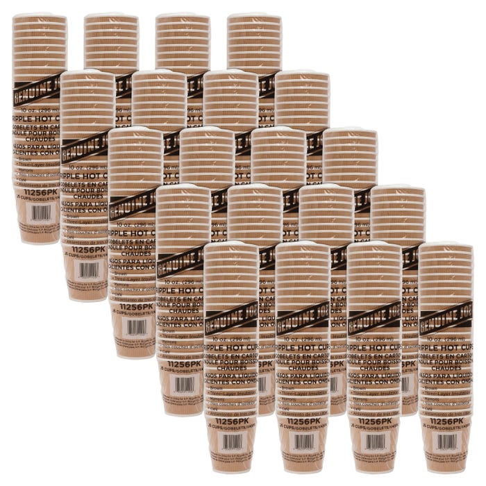Genuine Joe Rippled Hot Cup, 10 oz, Brown, Pack of 25, Carton of 500