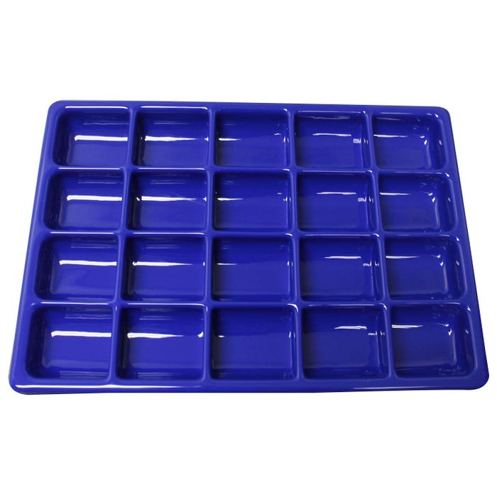 Shirley K's Storage Tray, 20 Compartments, 17-1/2 x 12-1/4 x 1-1/2 Inches, Blue