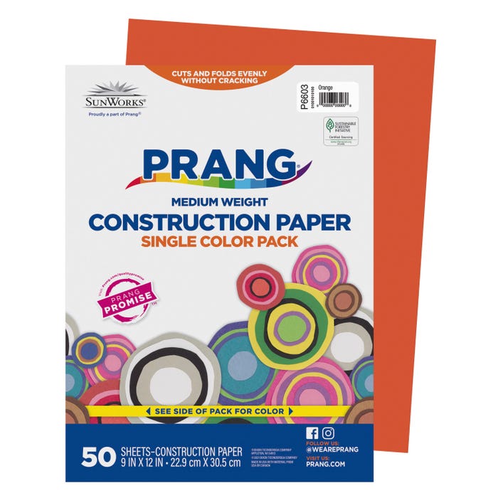 Prang Medium Weight Construction Paper, 9 x 12 Inches, Orange, 50 Sheets