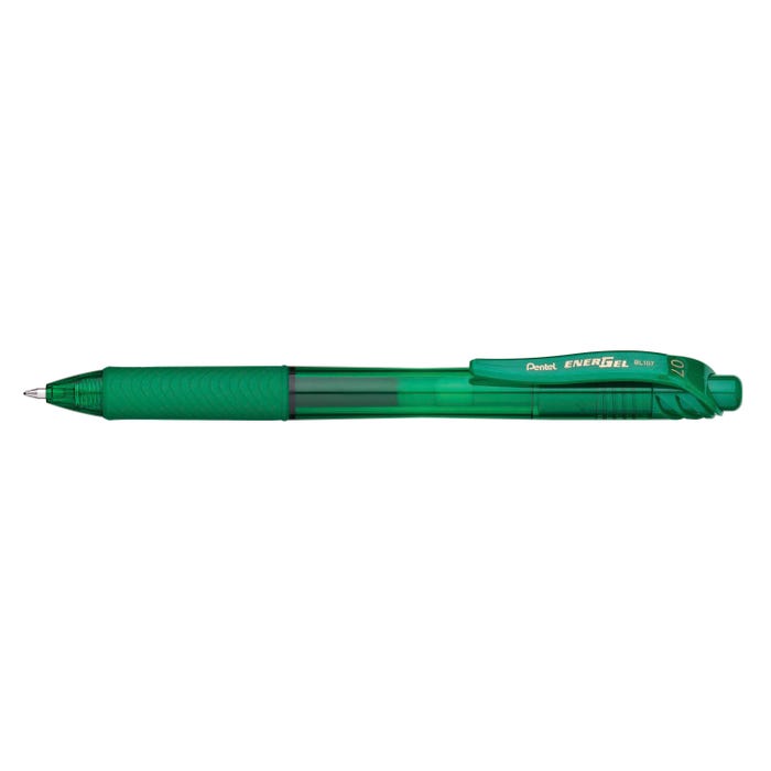 Pentel EnerGel-X Retractable Liquid Gel Pen, 0.7 mm Metal Tip, Green Ink, Pack of 12