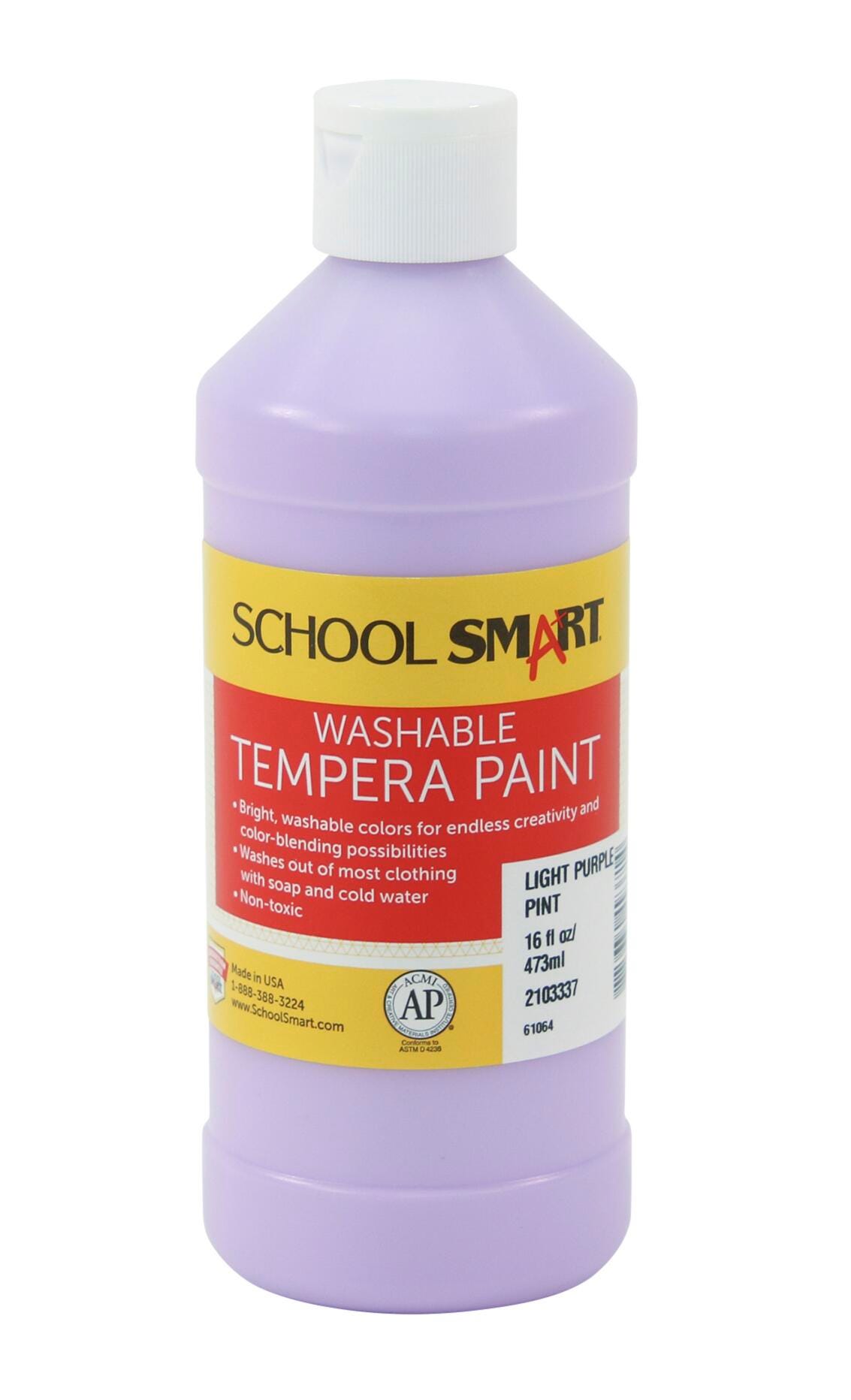 School Smart Washable Tempera Paint, Pint, Light Purple 2103337