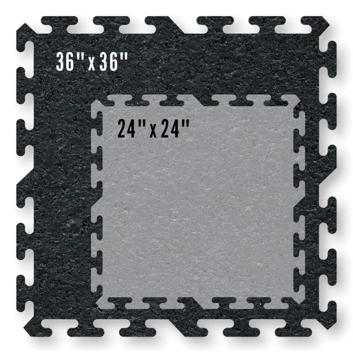 ProIMPACT Interlocking Floor Tile, 24 x 24 Inches, 9 mm Thickness, Rubber, Black