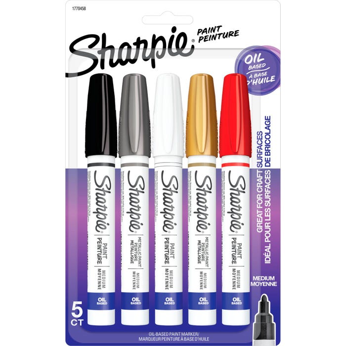 Sharpie Oil-Based Paint Marker, Medium Point, Assorted Colors, Set of 5