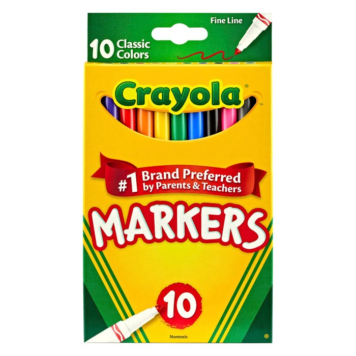 Crayola Markers, Fine Line, Assorted Classic Colors, Set of 10