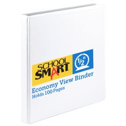 School Smart Round Ring View Binder, Polypropylene, 1/2 Inch, White 1439109