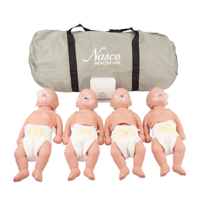 Simulaids Sani-Baby CPR Manikins, Set of 4, Light Skin Tone