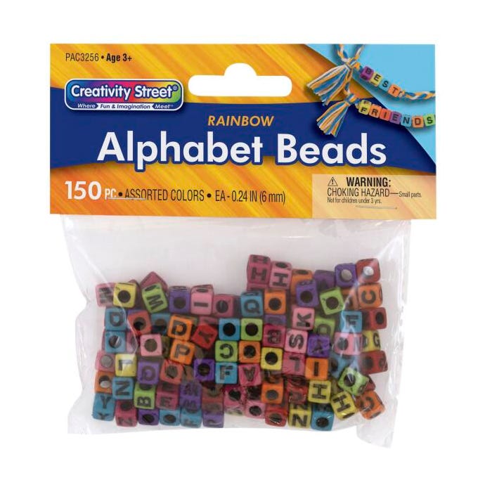 Creativity Street Alphabet Beads, Assorted Rainbow Colors, Set of 150