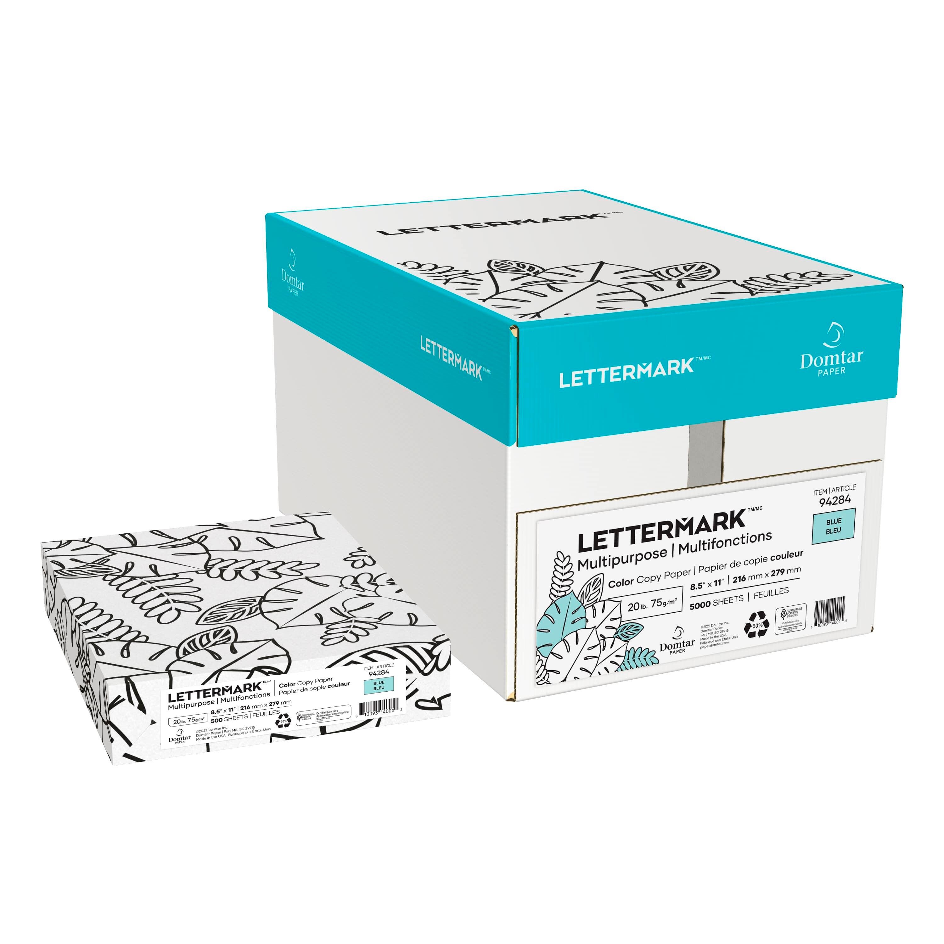 LetterMark Multi-Purpose Paper, 20 lb, 8-1/2 x 11 Inches, Blue, Pack of 500, Item Number 2095592