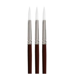 Sax Optimum White Synthetic Taklon Paint Brushes with Long Handles, Round Type, Size 6, Set of 3 1567537