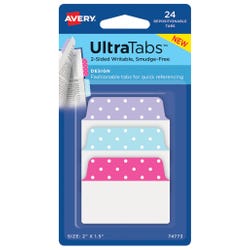 Avery Repositionable UltraTabs, 2 x 1-1/2 Inches, Assorted Dots, Pack of 24 2006211