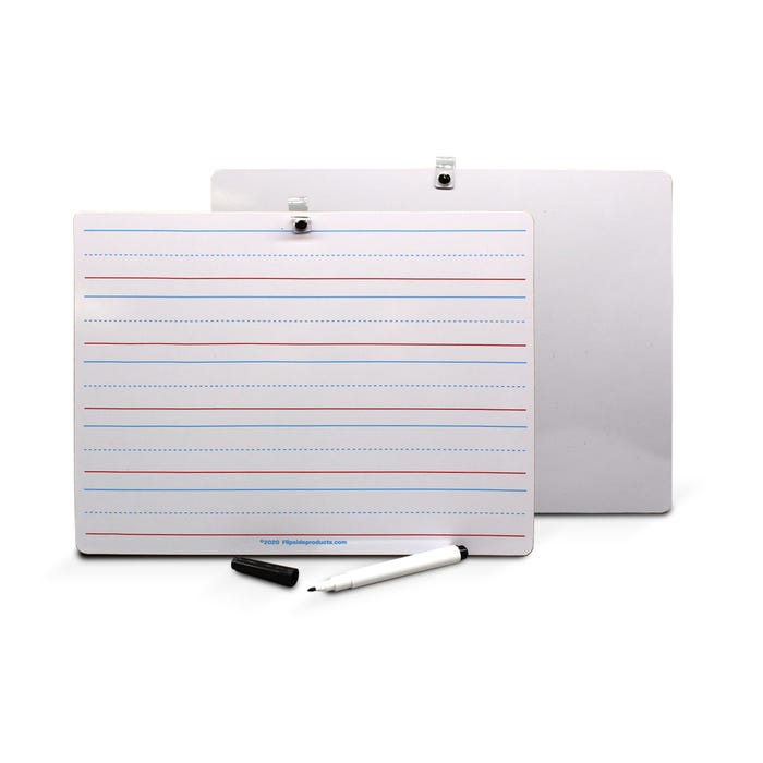 Flipside Two-Sided Dry Erase Board with Pen, 9 x 12 inches, White/Lined