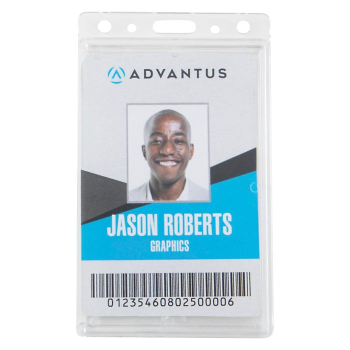 Advantus ID Badge Holder, Frosted, VRTCL, Pack of 25, Clear Frosted
