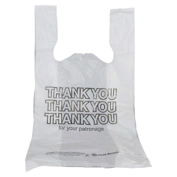 Bunzl Thank You Bag, 11 x 7 x 21 Inches, White, Pack of 1000