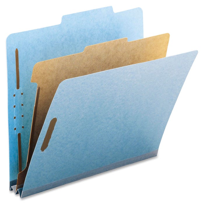 Smead Pressboard Classification Folder, Letter Size, 1 Divider, Light Blue, Pack of 10
