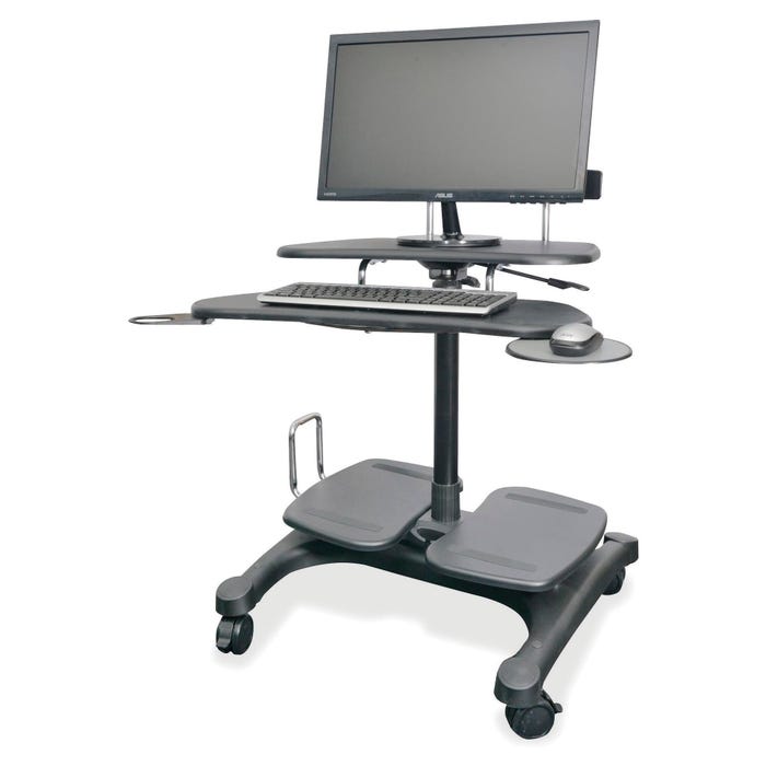 Kantek Sit/Stand Mobile Workstation, Height Adjustable, 27-1/2 x 25 x 48-1/2 in, BK