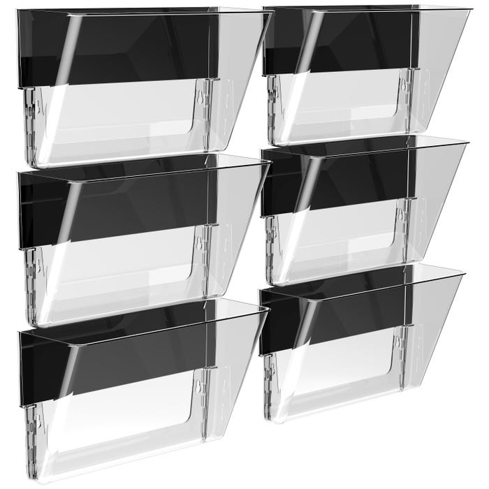 Storex Magnetic Wall Pockets, Letter Size, Clear, Pack of 6