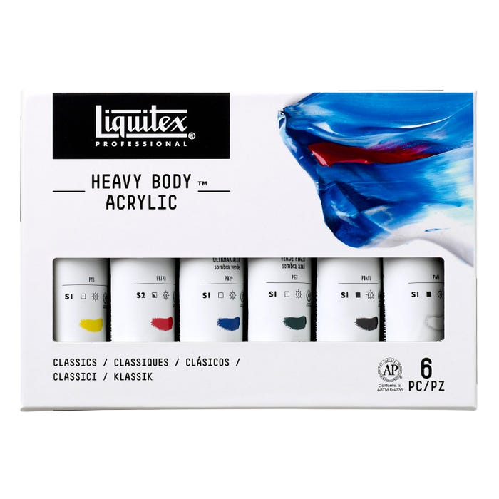 Liquitex Professional Heavy Body Acrylic Paint Set, Assorted Classic Colors, Set of 6