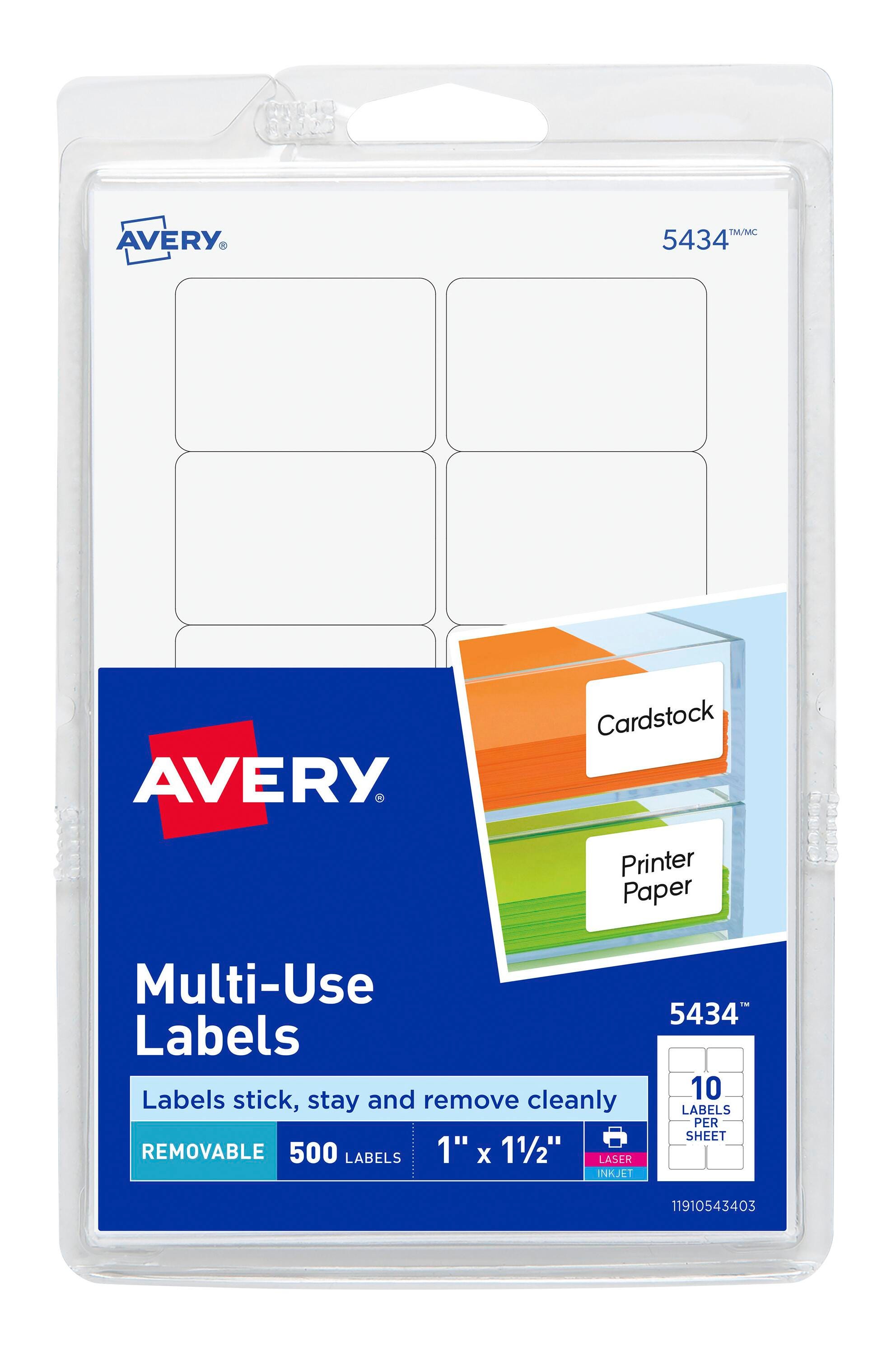 Avery Removable ID Labels, 1 x 1-1/2 Inches, Pack of 500 1117988