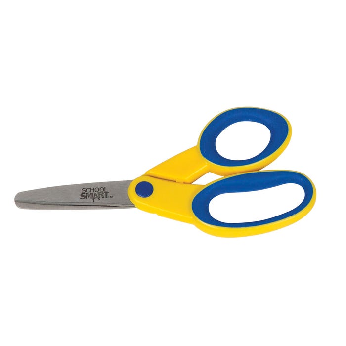 School Smart Blunt Tip Kids Scissors, Left Handed, 5 Inches, Yellow/Blue
