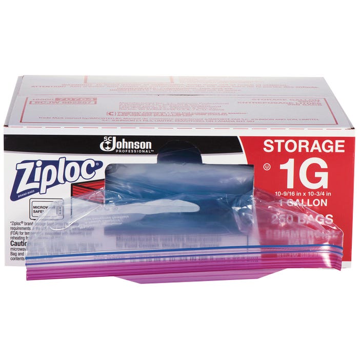 Ziploc Storage Bag, 1 Gallon, Resealable, Pack of 250