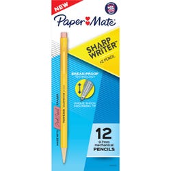 Paper Mate Sharpwriter Mechanical Pencils, 0.7 mm, No 2, Yellow, Pack of 12 1372625