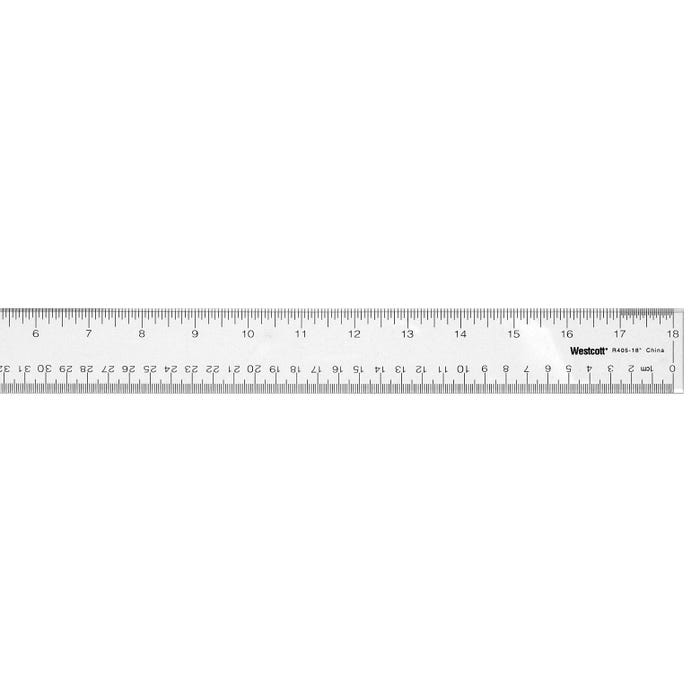 Westcott See-Through Acrylic Ruler, 18 Inches, Clear