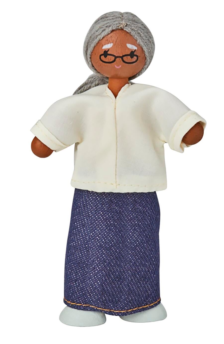 PlanToys Wood Doll Grandmother, Medium Skin Tone 2151151