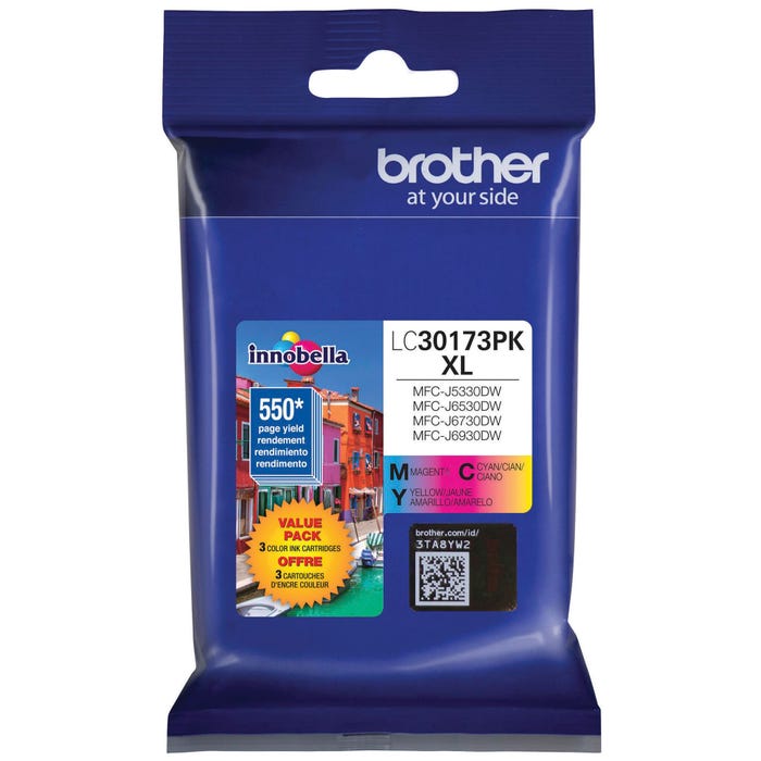 Brother LC30173PK Ink Toner Cartridge, Multi-Color, Pack of 3