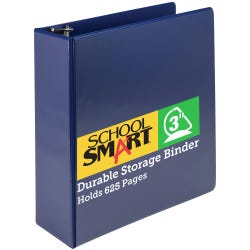 School Smart D Ring Binder, Polypropylene, 3 Inches, Blue 2006477