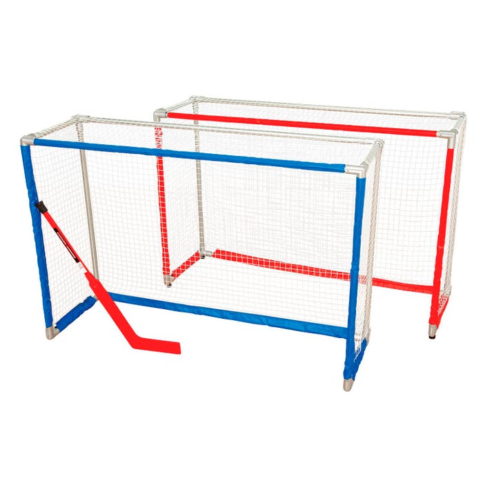 Jaypro Floor Hockey Goal with Net, 48 x 72 x 20, Set of 2, Red and Blue