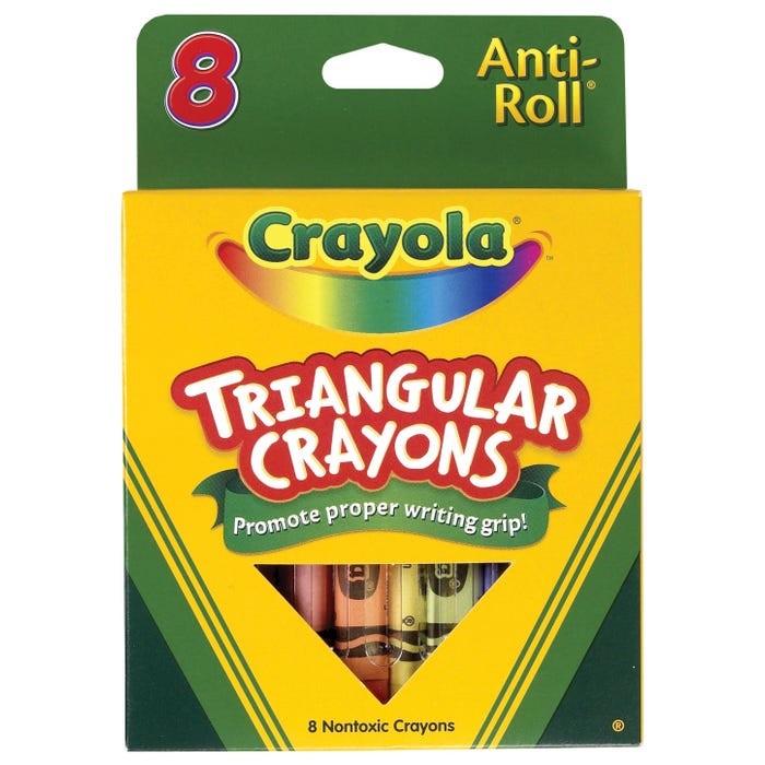 Crayola Anti-Roll Triangular Crayons, Assorted Colors, Set of 8