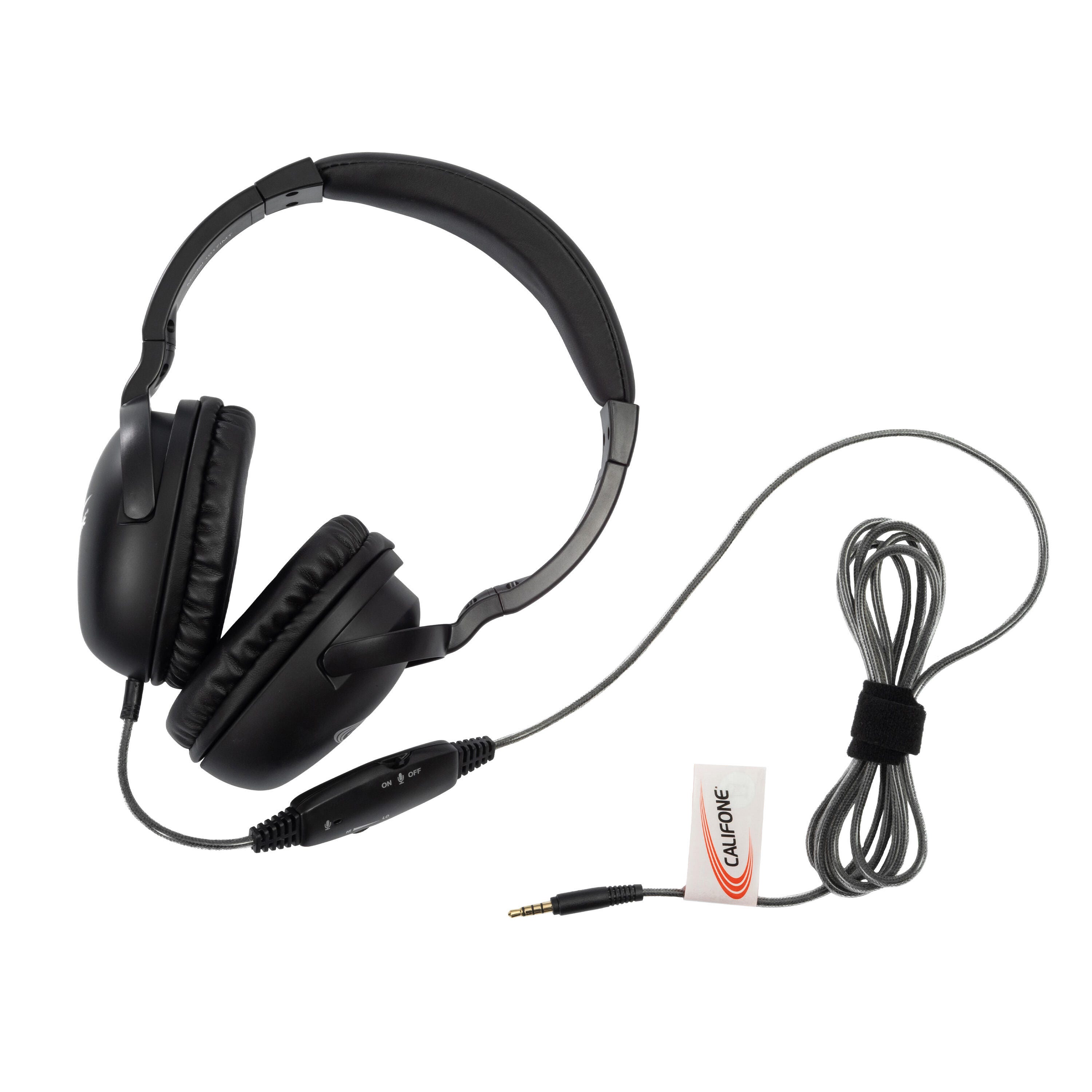 Image for Califone NeoTech Plus 10171MT Premium, Over-Ear Stereo Headset with Inline Microphone, 3.5mm Plug, Black from School Specialty