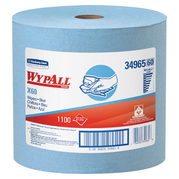 WYPALL X60 Wipers Jumbo Roll, 1100 Sheets, Blue, 1 Roll Per Carton