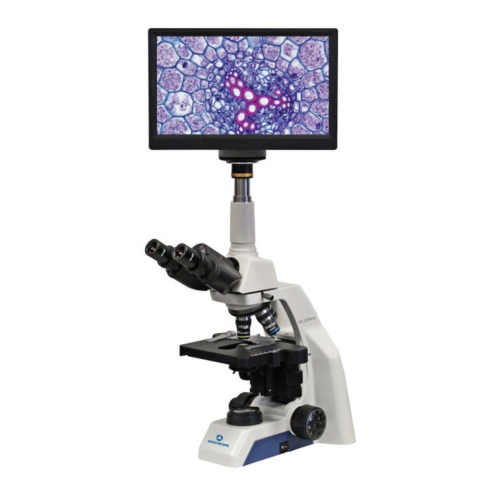 Accu-Scope EXC-120 Digital Trinocular Microscope with Excelis HD Lite Camera and HD Monitor
