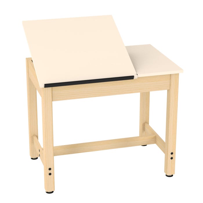 Diversified Woodcrafts 2-Piece Drafting Table, 36 x 24 x 30 Inches, Plain Apron, Maple Frame, Almond Laminate Top