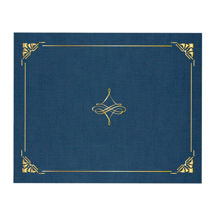 Geographics Art Deco Navy Blue Certificate Covers, Pack of 5