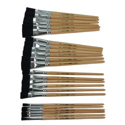 Image for School Smart Black Bristle Paint Brushes, Short Handle, Assorted Sizes, Set of 24 from School Specialty