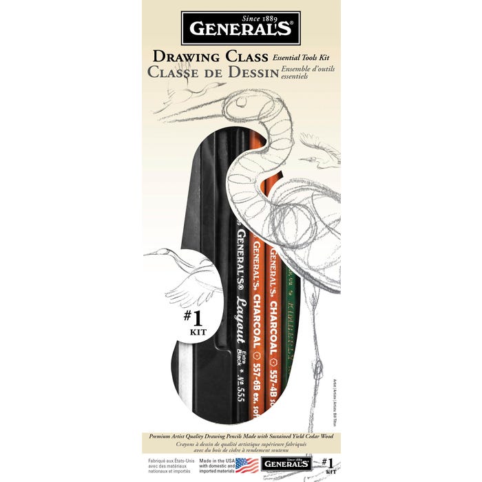General's Drawing Class Essential Tools Kit #1, Assorted Tools, Set of 13