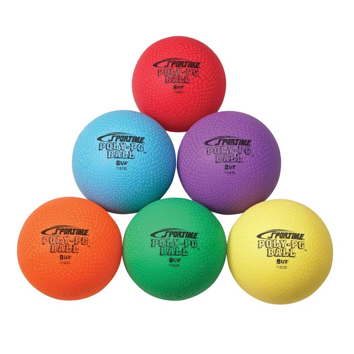 Sportime Poly-PG Ball Set, 8-1/2 Inches, Set of 6, Asst Colors