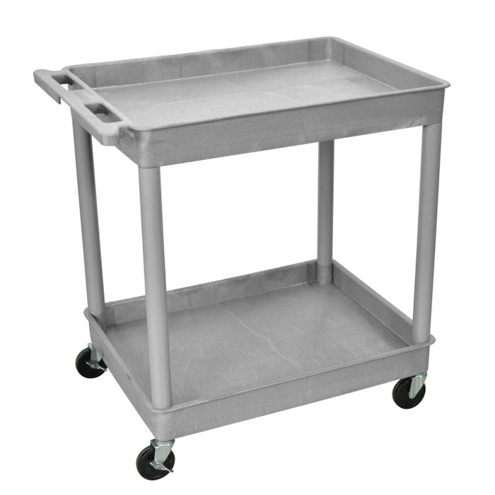 Luxor Large Tub Cart, 2 Shelves, 32 x 24 x 37-1/2 Inches, Gray