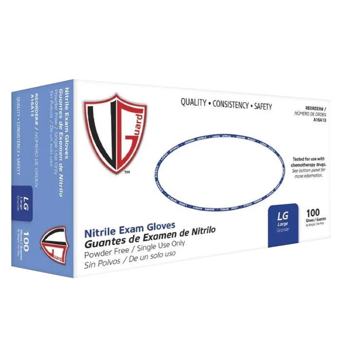 School Health Large Nitrile Powder-Free Exam Gloves, Large, Pack of 100
