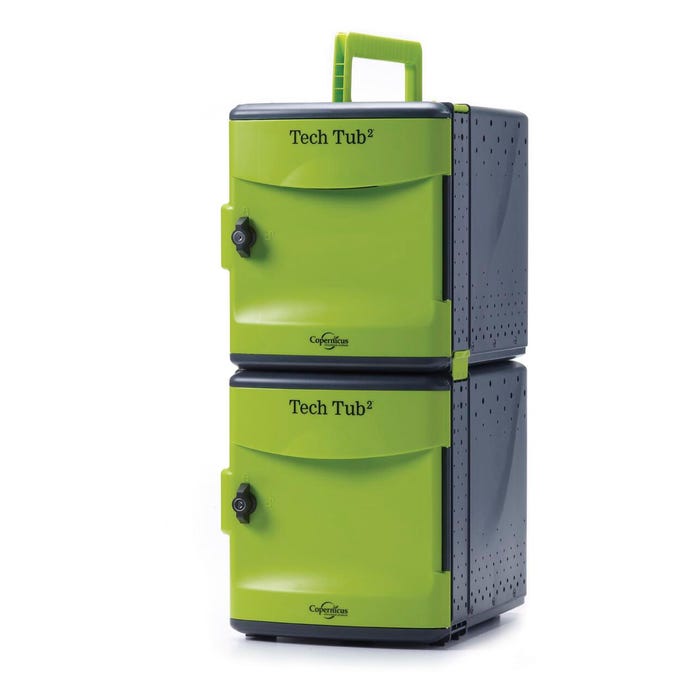 Copernicus Premium Tech Tub2, Holds 10 Devices, 12-1/2 x 16-1/4 x 26 Inches, Black and Green