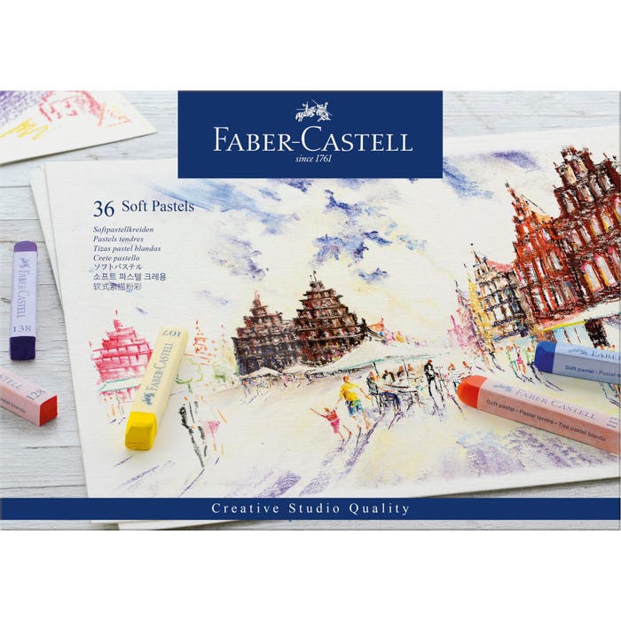 Faber-Castell Creative Studio Soft Pastels, Full Stick, Assorted Colors, Set of 36